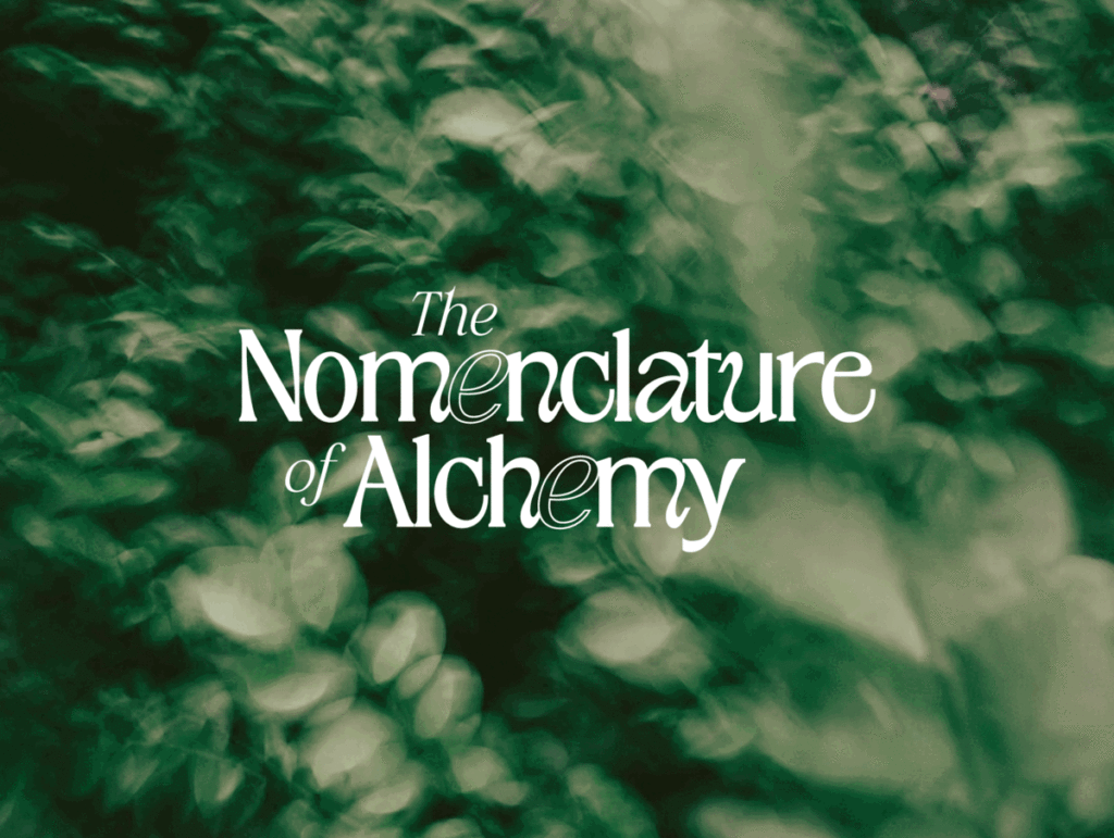 the nomenclature of alchemy branding logo gif for an art exhibition about alchemy and psychology